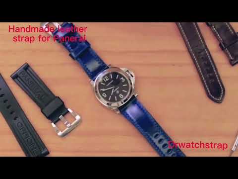 Custom leather strap for Panerai - Replacement blue calfskin watch band