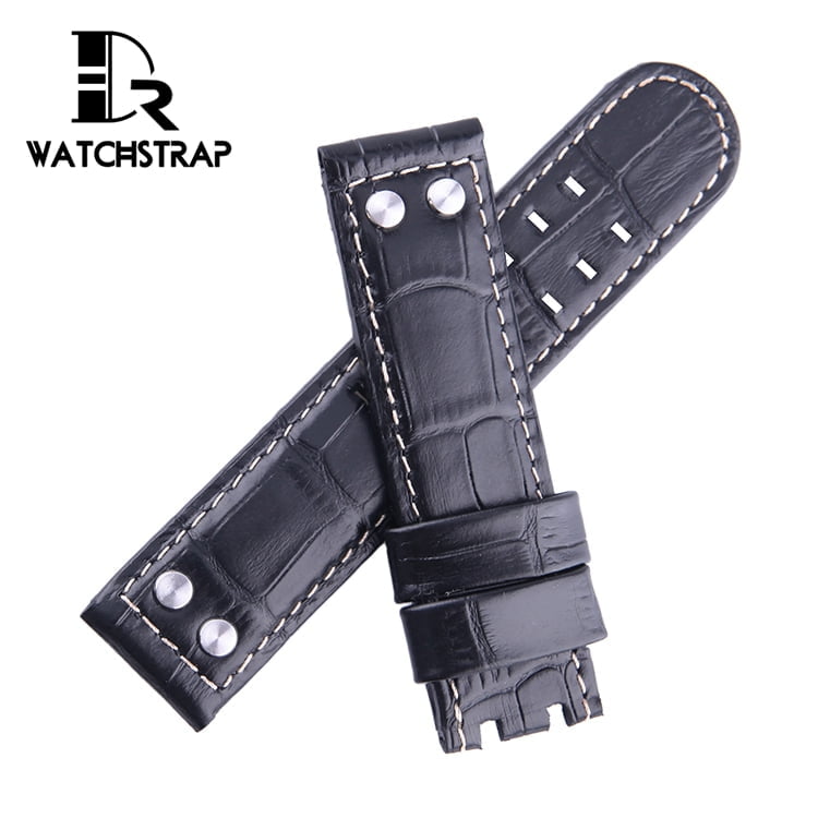 Buy 22mm Replacement Hamilton Khaki Aviation Black leather watch band strap