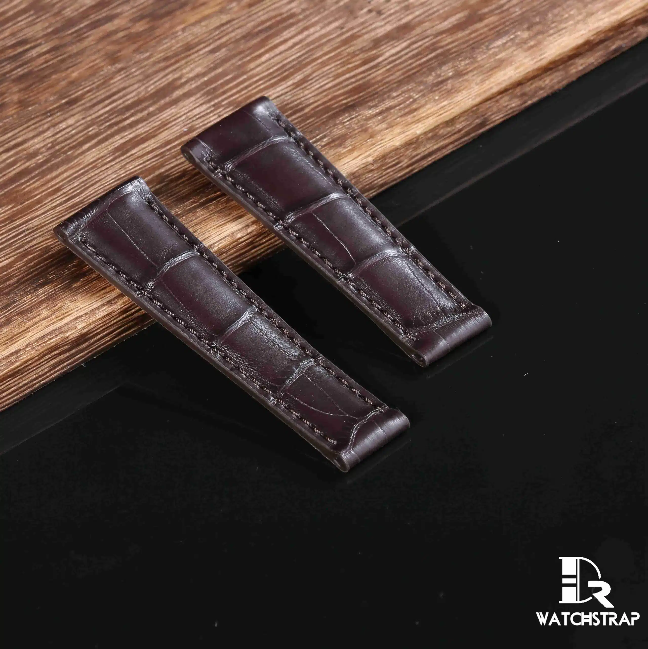 Buy Rolex Daytona alligator replacement dark brown leather watch band drwatchstrap