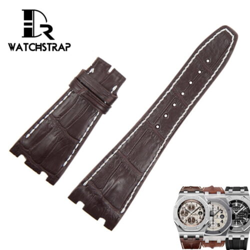 1603174911-Replacement-watch-band-fit-for-the-Audemars-Piguet-Royal-Oak-Mens-Watch-42mm-Brown-Leather-strap-alligator11 Custom best quality High-end replacement brown America Alligator Crocodile audemars piguet leather strap and watch band compitable for the Audemars Piguet Royal Oak Mens luxury watches 42mm watchband online for sale with multi colors and sizes at a low price