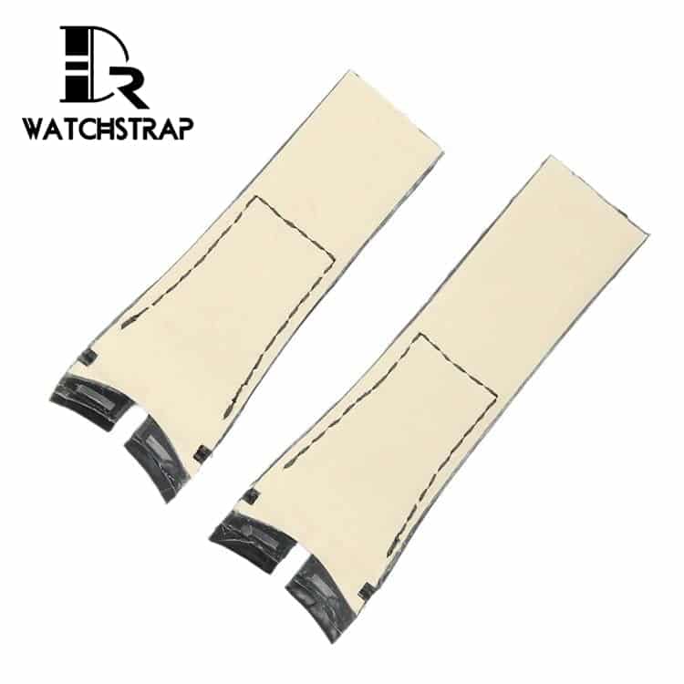 Replacement high-end quality genuine America alligator black leather watch band 26mm Handmade Roger Dubuis Excalibur strap