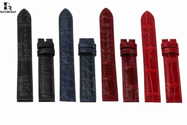 replacement black alligator leather strap band 18mm for Chopard watch happy sport diamond 30mm