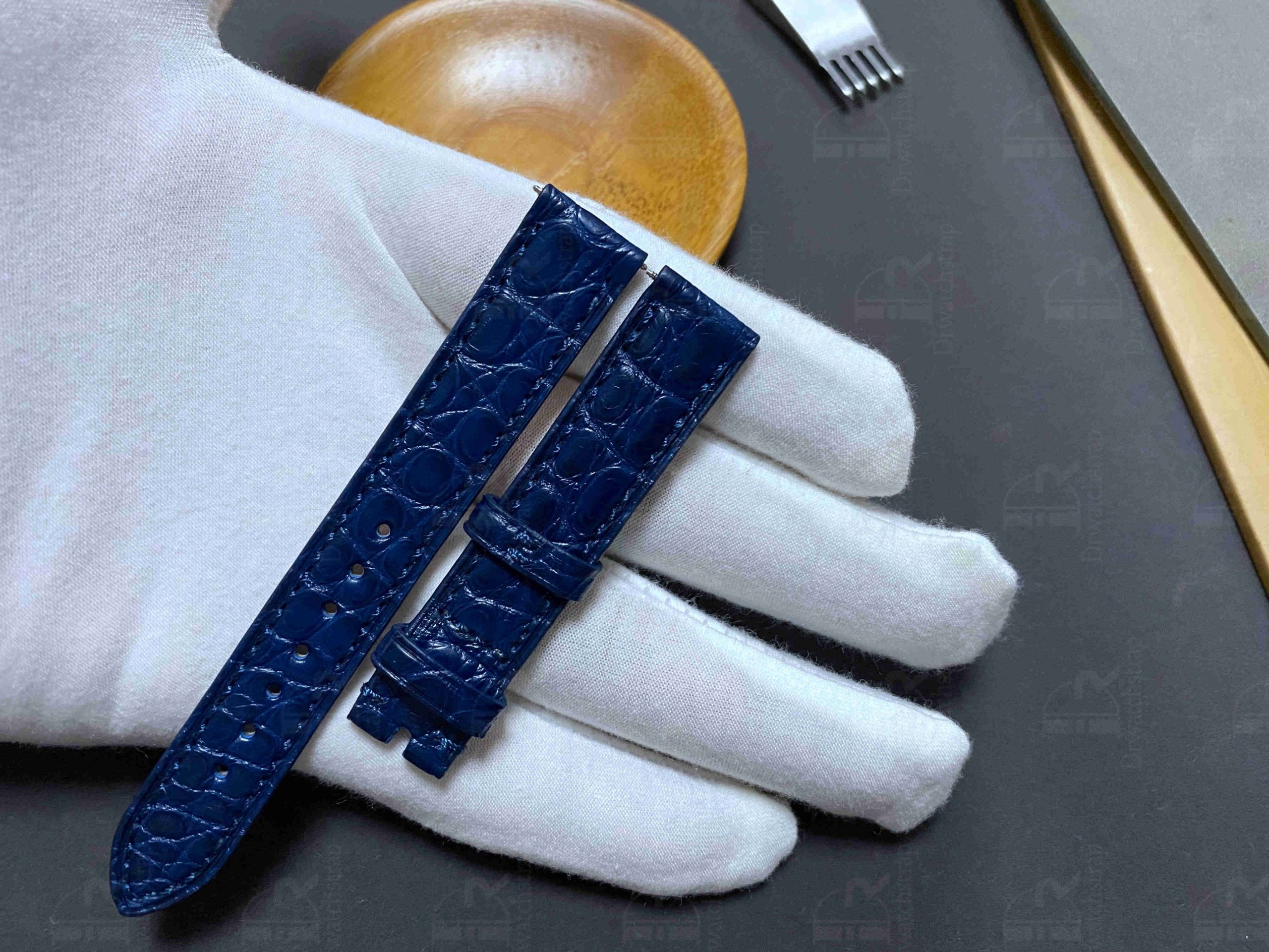 Chopard Happy sport strap replacenemt leather blue watch band bracelet 18mm 15mm