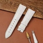 Quickswitch white alligator leather Cartier Santos strap