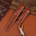Handmade custom Brown alligator leather strap for Patek Philippe 5524R watch band (2)