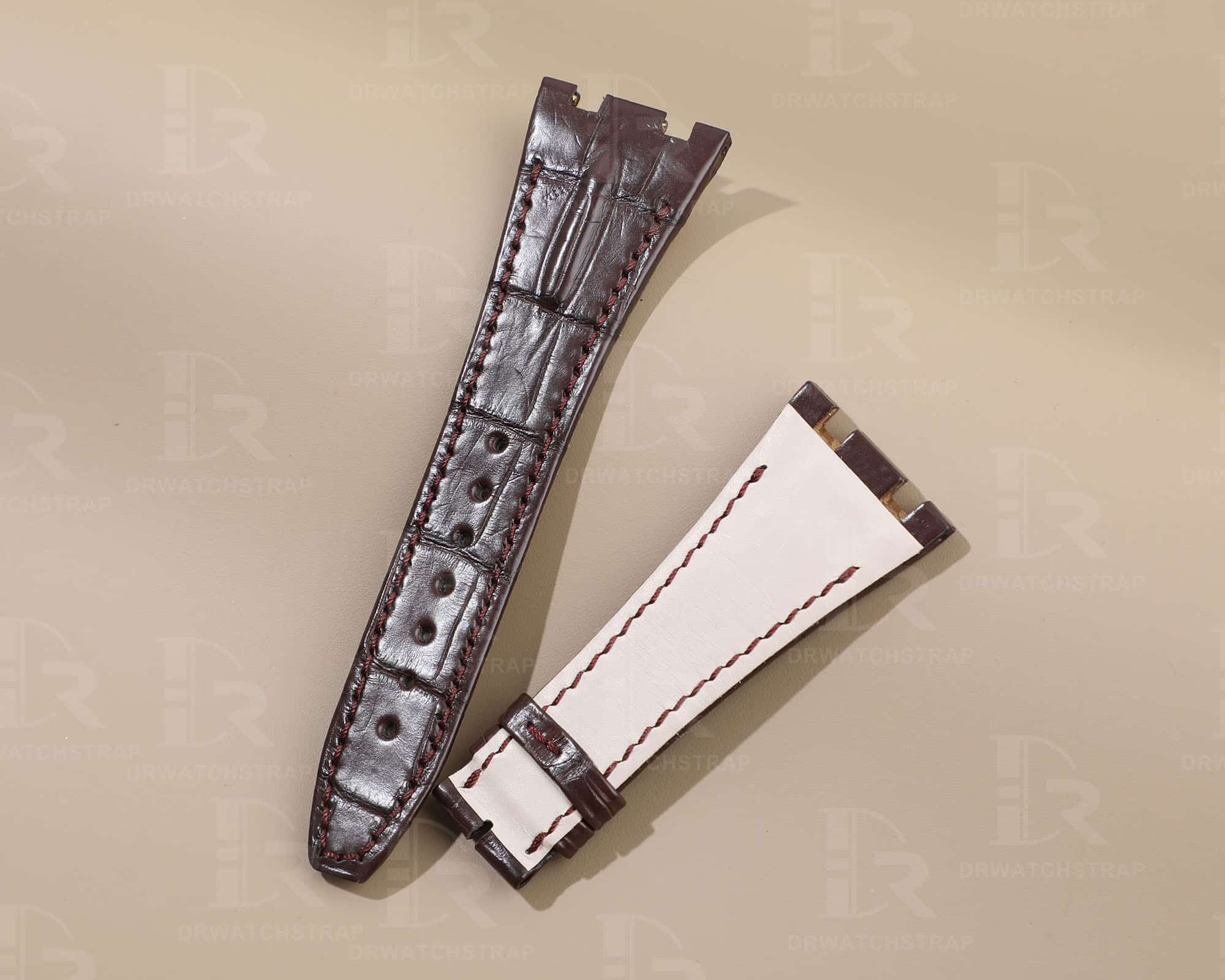 Custom handmade brown alligator replacement watchband fit for Audemars Piguet Royal Oak Mens Watch straps