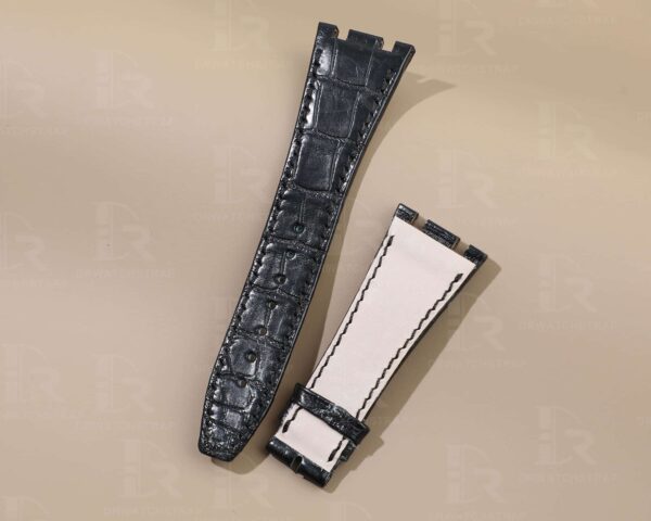 Custom handmade black alligator replacement watch bands fit for Audemars Piguet Royal Oak Mens Watch strap