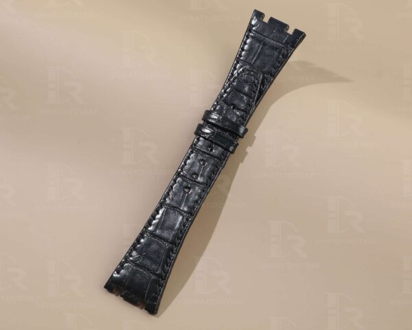Custom handmade black alligator replacement watch bands fit for Audemars Piguet Royal Oak Mens Watch strap