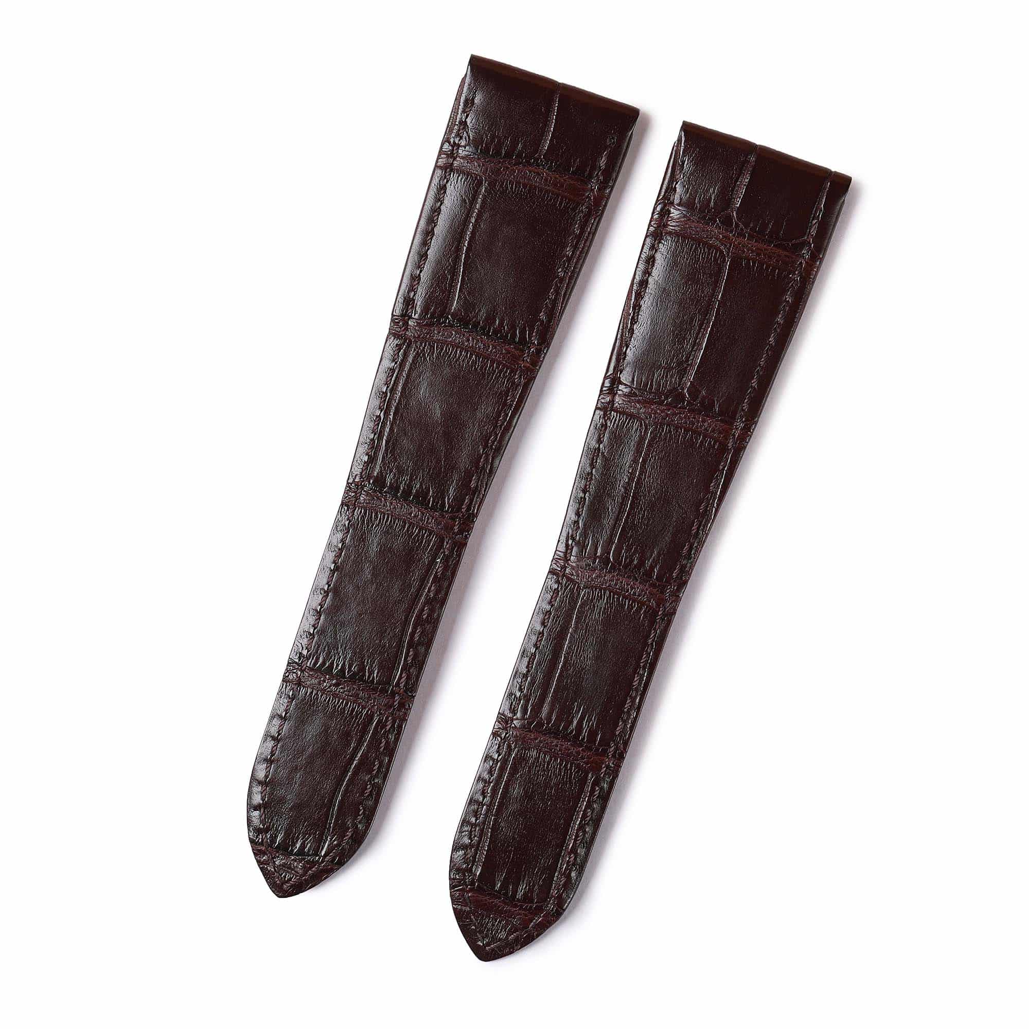 Custom brown alligator leather watch bands for Cartier Santos 100 strap
