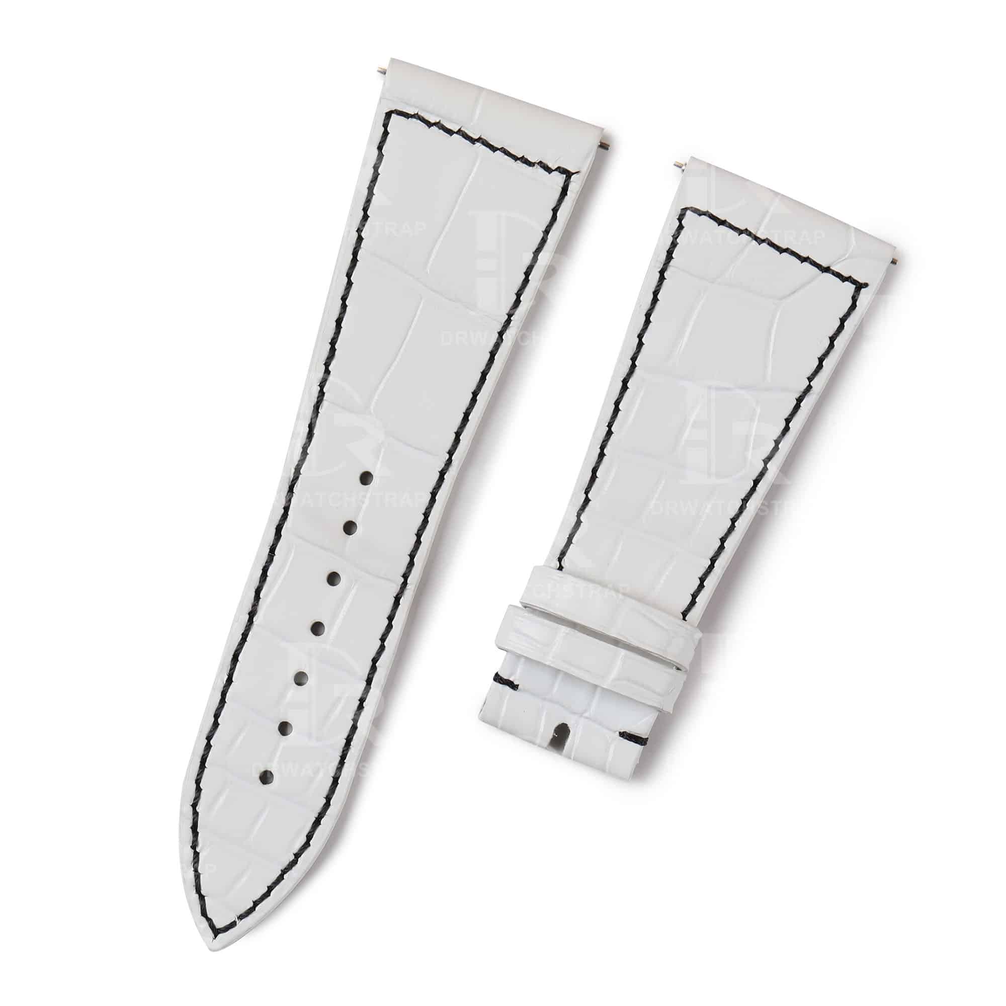 Custom handmade alligator white watchband for Franck Muller strap