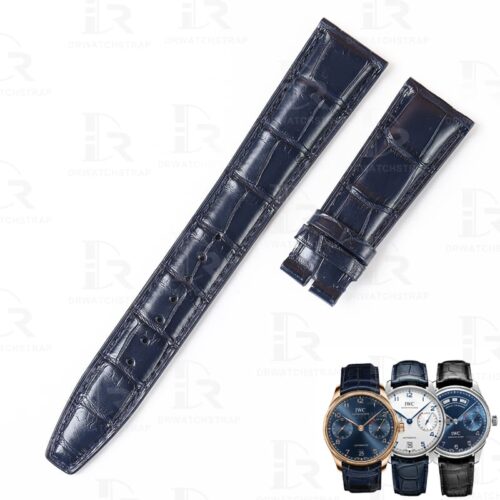 Best quality genuine blue alligator replacement blue leather strap and watch band for IWC Portofino Portugieser Chronograph watches online for sale at a low price - Custom OEM watchbands