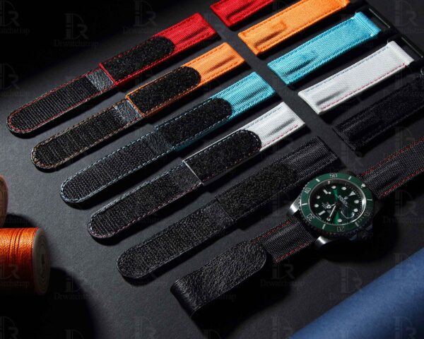 Rolex Velcro watch strap replacement 20mm canvas black blue green yellow red orange watchbands for Rolex Omega Patek Philippe Blancpain sailcloth Canvas nylon strap online