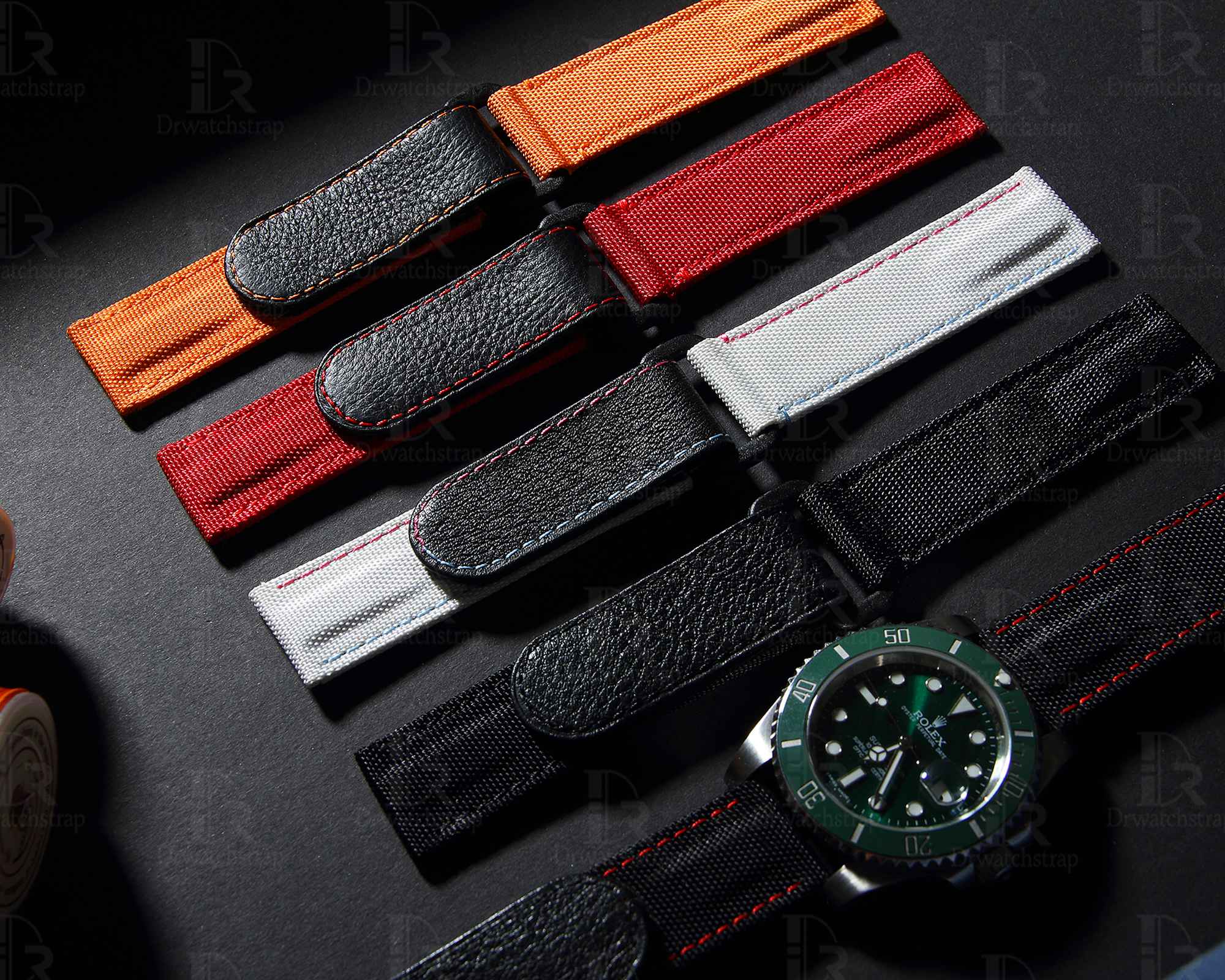 Rolex Velcro watch strap replacement 20mm canvas black blue green yellow red orange watchbands for Rolex Omega Patek Philippe Blancpain sailcloth Canvas nylon straps online