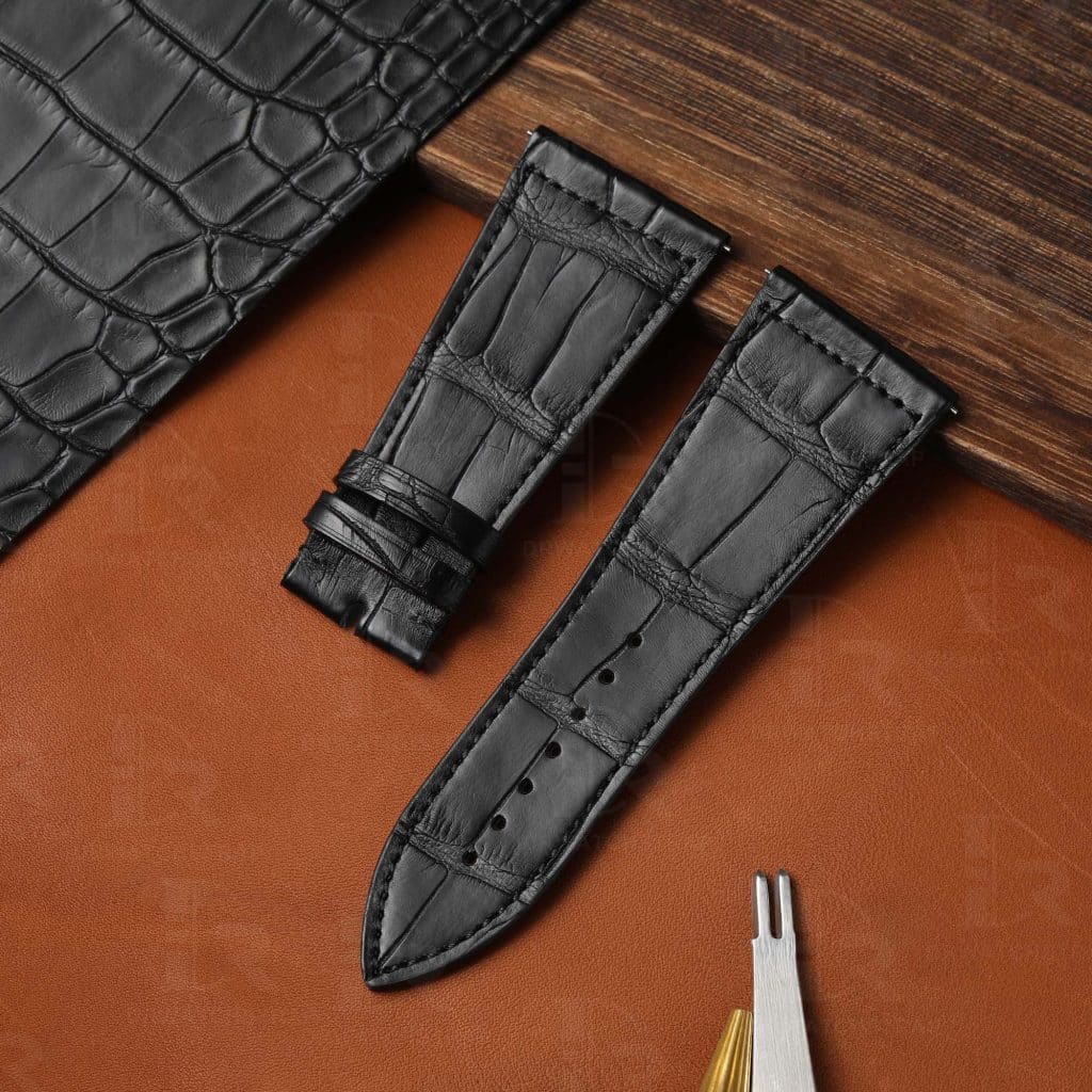 Replacement Black Leather WatchBand Straps Fit For Franck Muller Master Square 6000K ST DT (1)