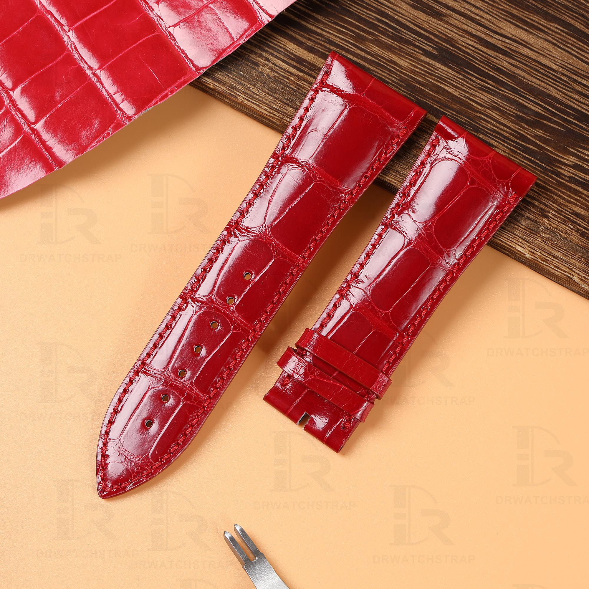 Replacement Red Leather watch band strap fit for Franck Muller Casablanca