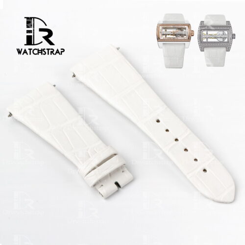 Replacement White leather band strap America Alligator fit for Corum Ti-Bridge Lady watch