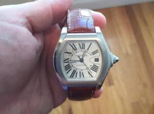 Custom genuine alligator High gloss Dark Green leather watch strap replcament for Cartier Roadster watch