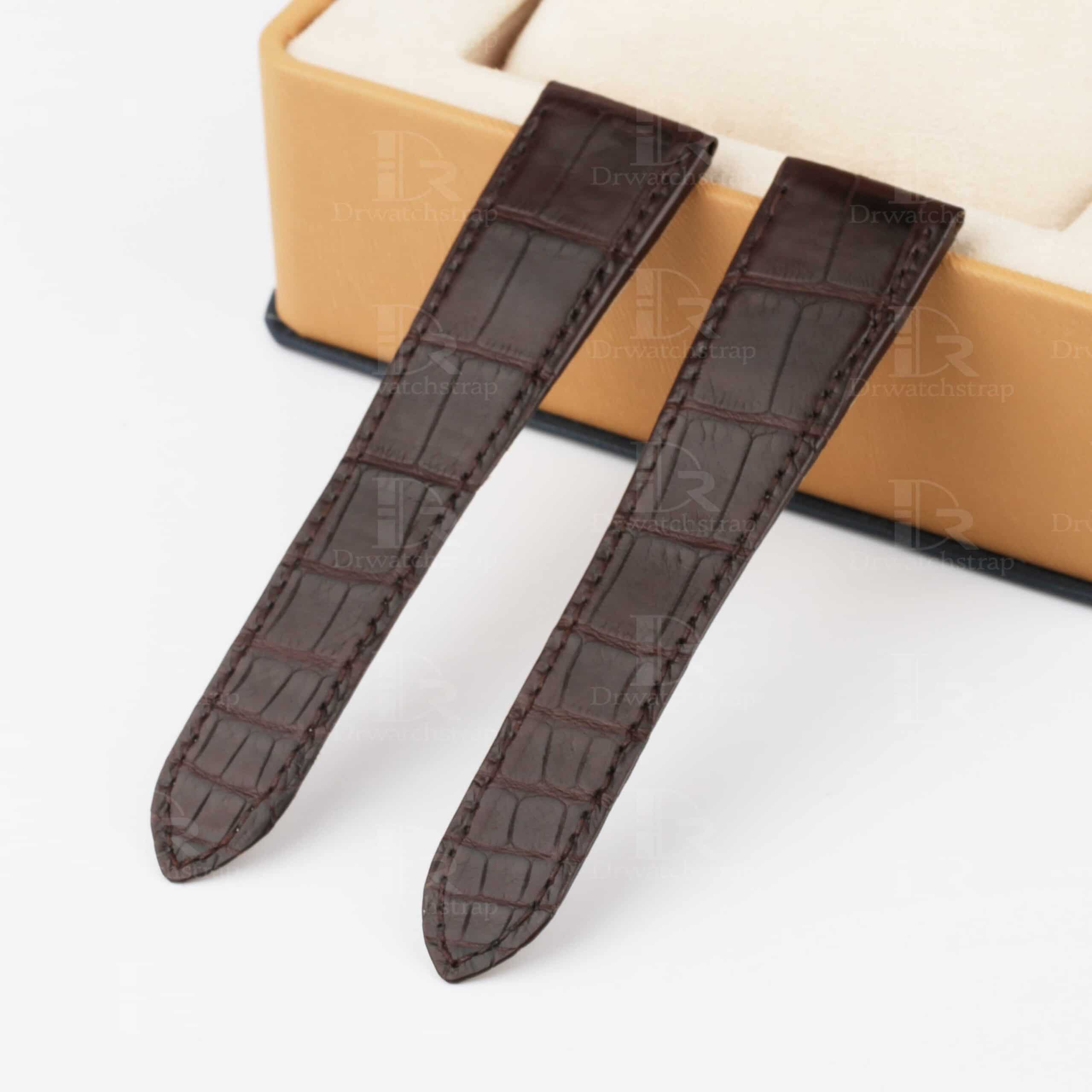Best quality OEM high-end replacement brown alligator crocodile leather Cartier Calibre watch strap and watch band for Cartier Calibre dive watches online - Aftermarket leather watchbands for Cartier Calibre at a low price