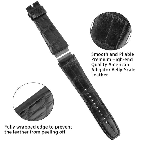 Best quality genuine custom black Richard Mille RM leather strap replacement and watch band for RM 005 007 010 011 016 030 035 055 067 67-02 and more for sale - Shop OEM aftermarket watchbands at a discount price