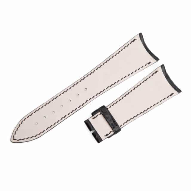 Handmade Black Alligator Leather watch band Curved End fit for Jules Audemars Extra-thin