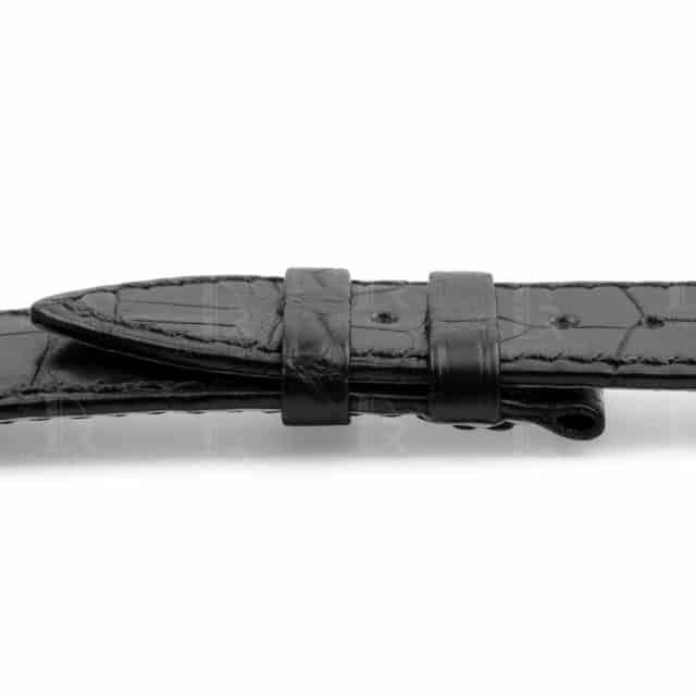 Handmade Black Alligator Leather watch band Curved End fit for Jules Audemars Extra-thin