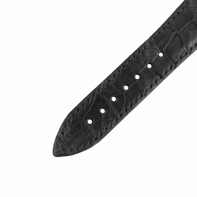 Handmade Black Alligator Leather watch band Curved End fit for Jules Audemars Extra-thin