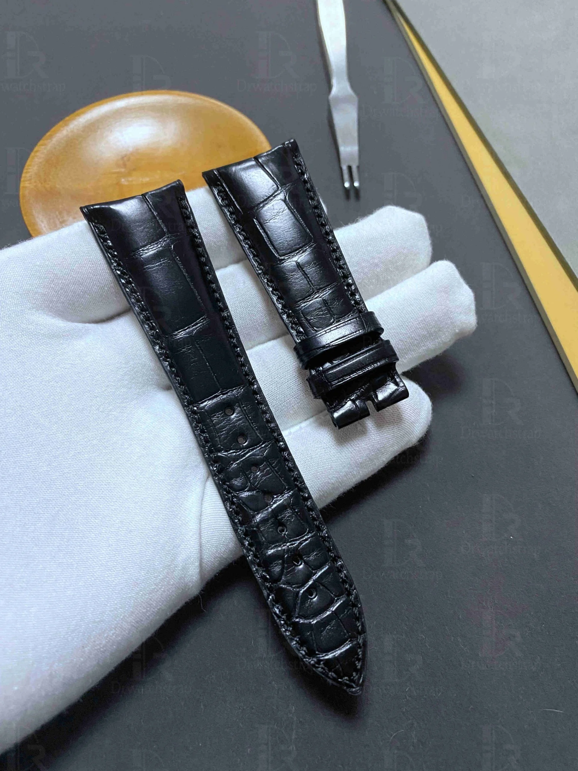 Audemars Piguet leather strap replacement 24mm black Alligator watch band