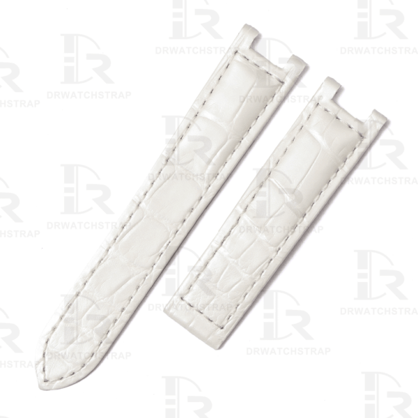 18mm 20mm Genuine best quality American Alligator White leather watch strap and watch band replacement for Cartier De Pasha watches
