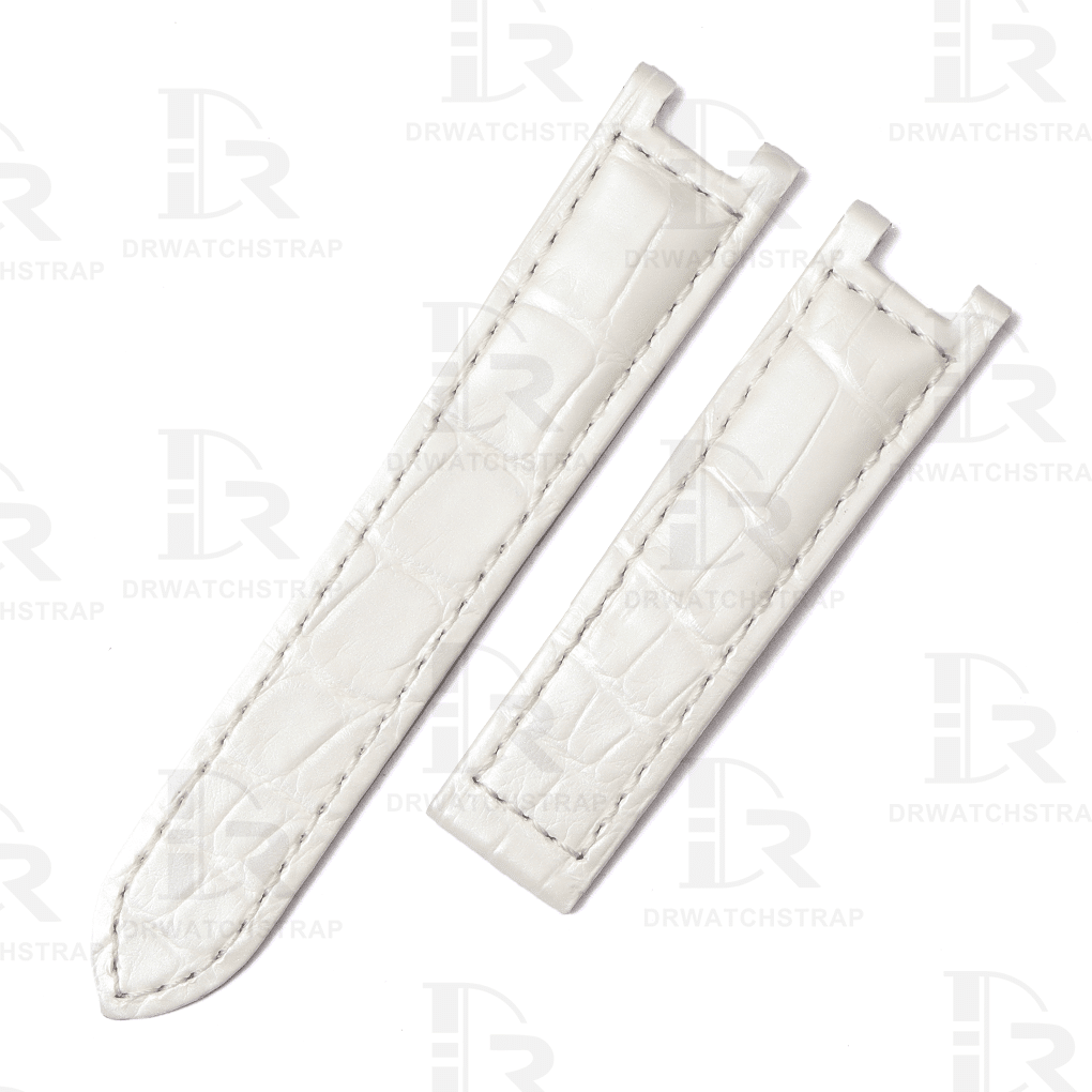 18mm 20mm Genuine best quality American Alligator White leather watch strap and watch band replacement for Cartier De Pasha watches