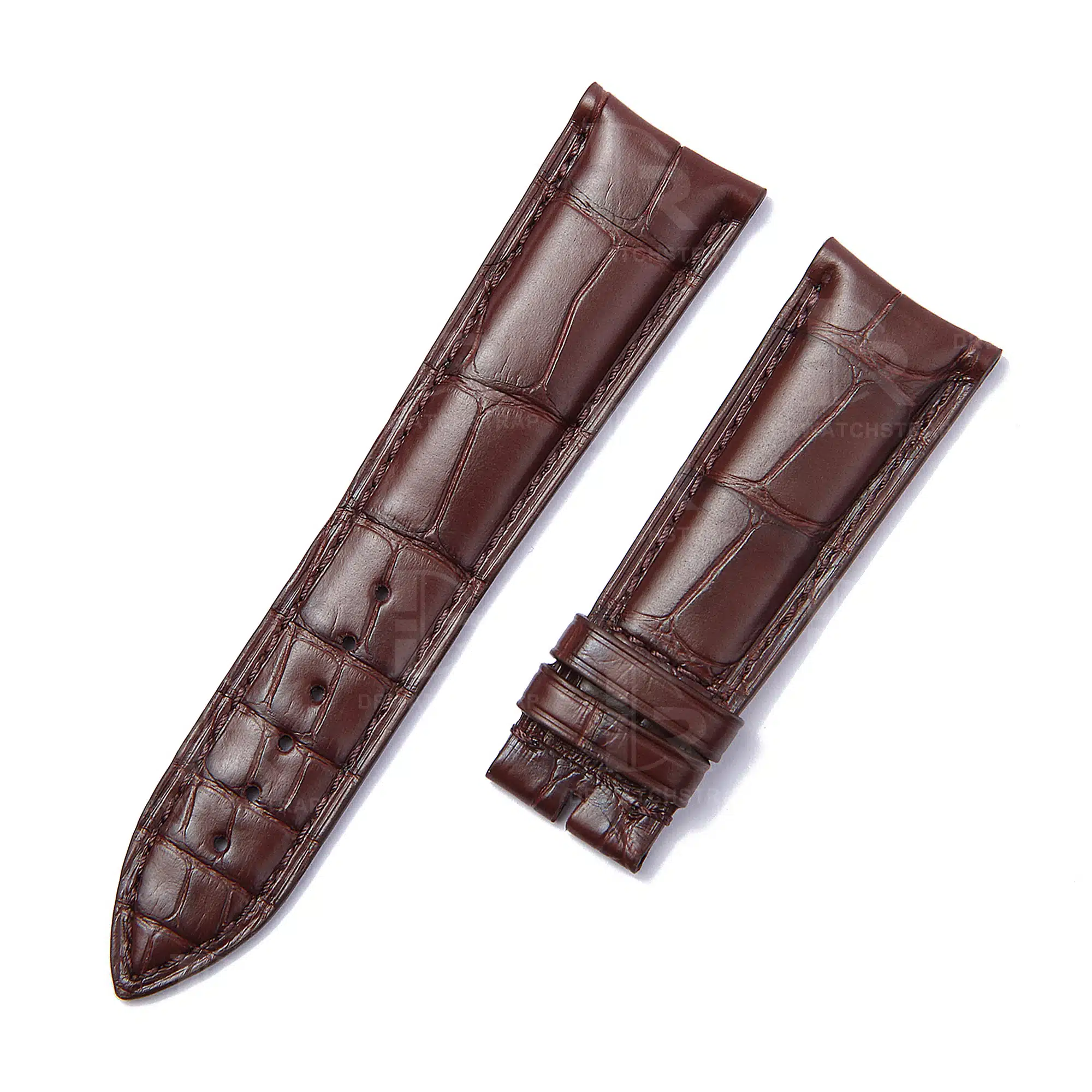 Buy Curved End brown custom Alligator brown leather watch band for Jules Audemars Extra-thin