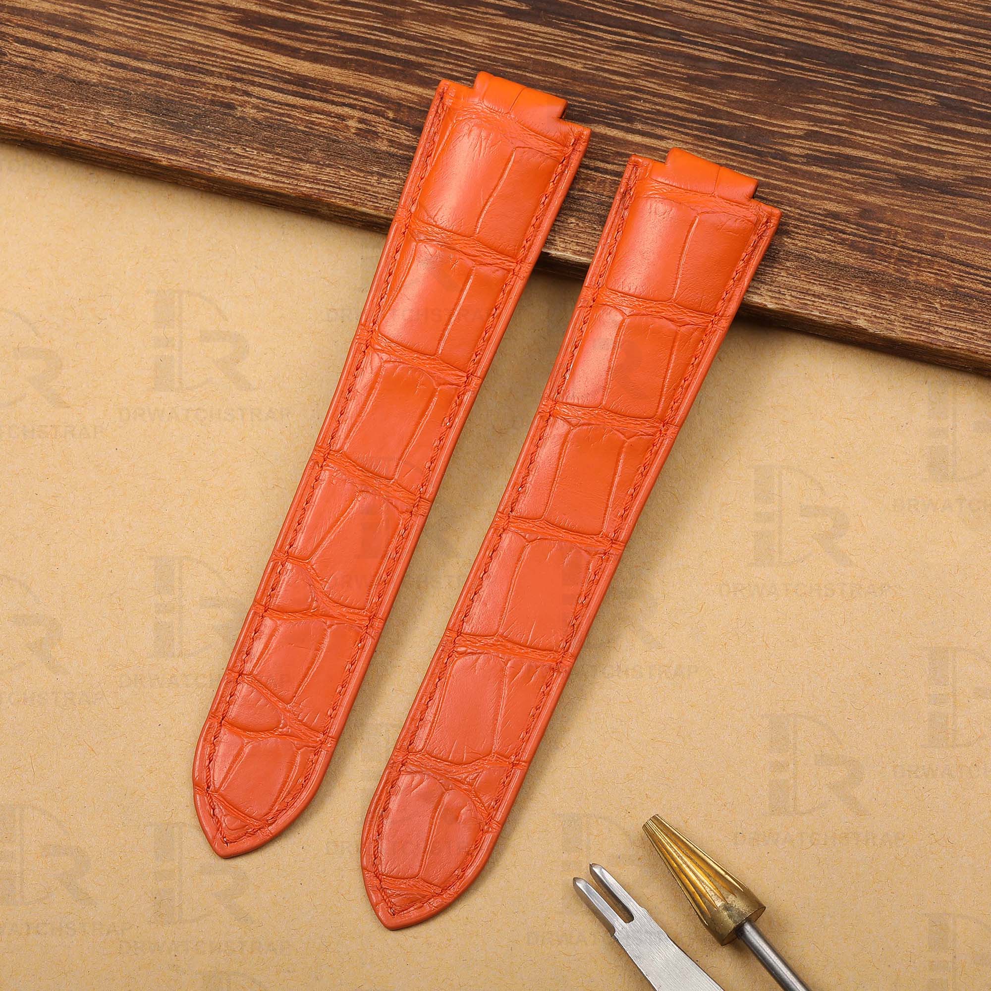 Buy custom Cartier Ballon Bleu Orange leather watch band 14mm 16mm 18mm 20mm 22mm replacement for sale