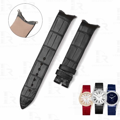 Buy custom Piaget Limelight Gala watch strap Black Alligator leather watch band for sale stitchless Buy custom Piaget Limelight Gala watch strap Black Alligator leather watch band for sale stitchless