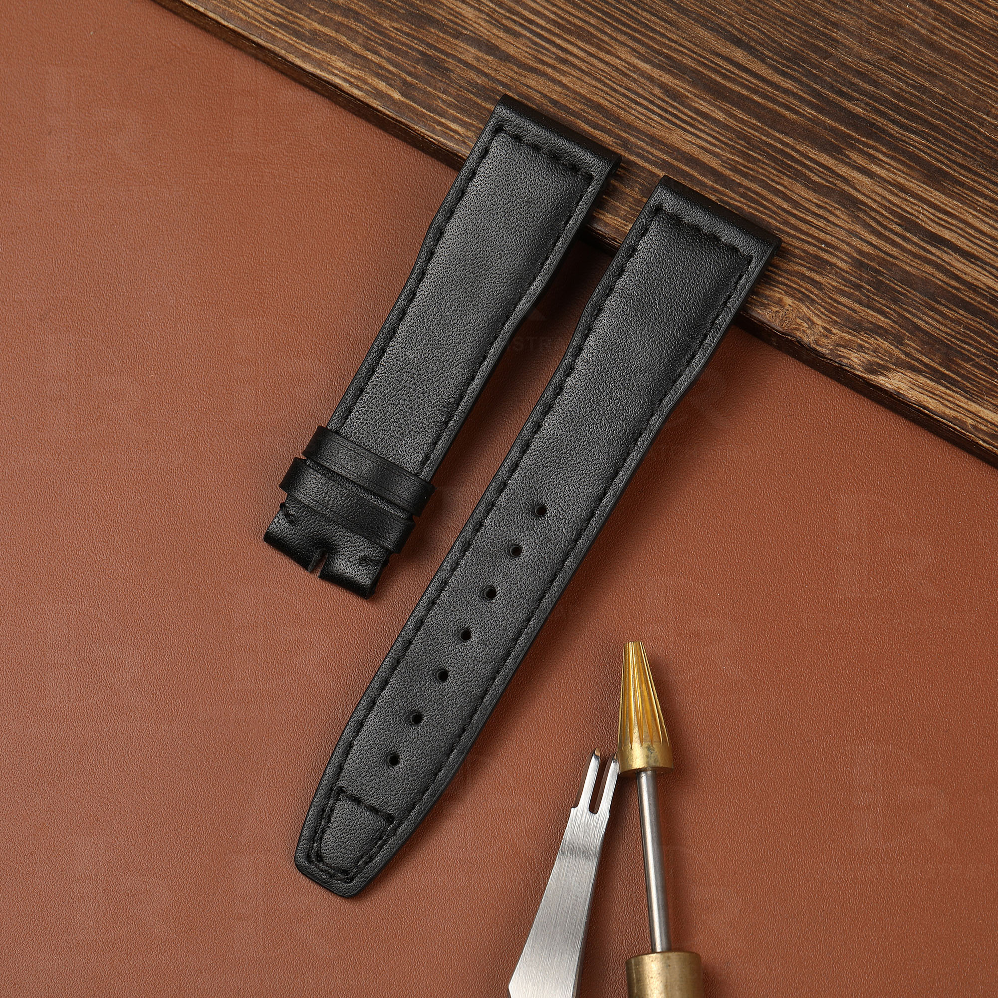 Custom Black replacement leather watch strap replacement for IWC Pilot Mark XVIII Chronograph