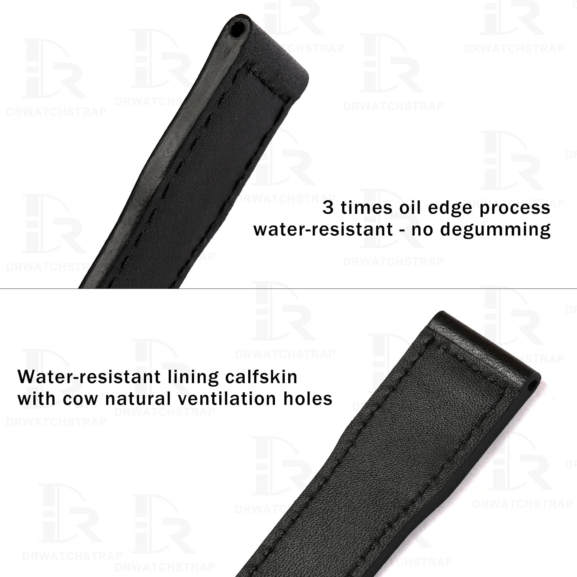 Premium Water-resistant calf linning buttom leather and 3 times oil edge