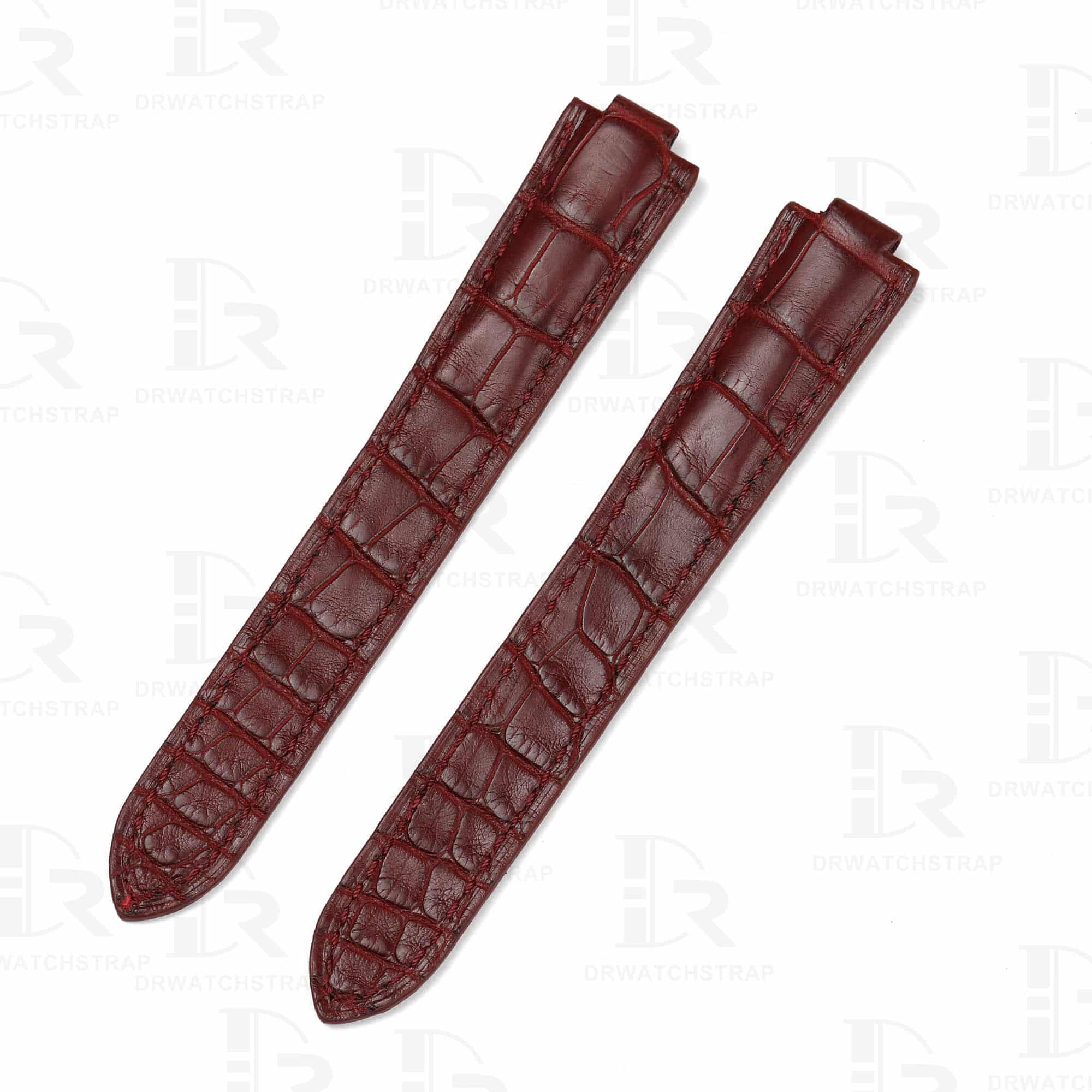 Custom Cartier Ballon Bleu Deep Red leather watch straps 14mm 16mm 18mm 20mm 22mm replacement for sale