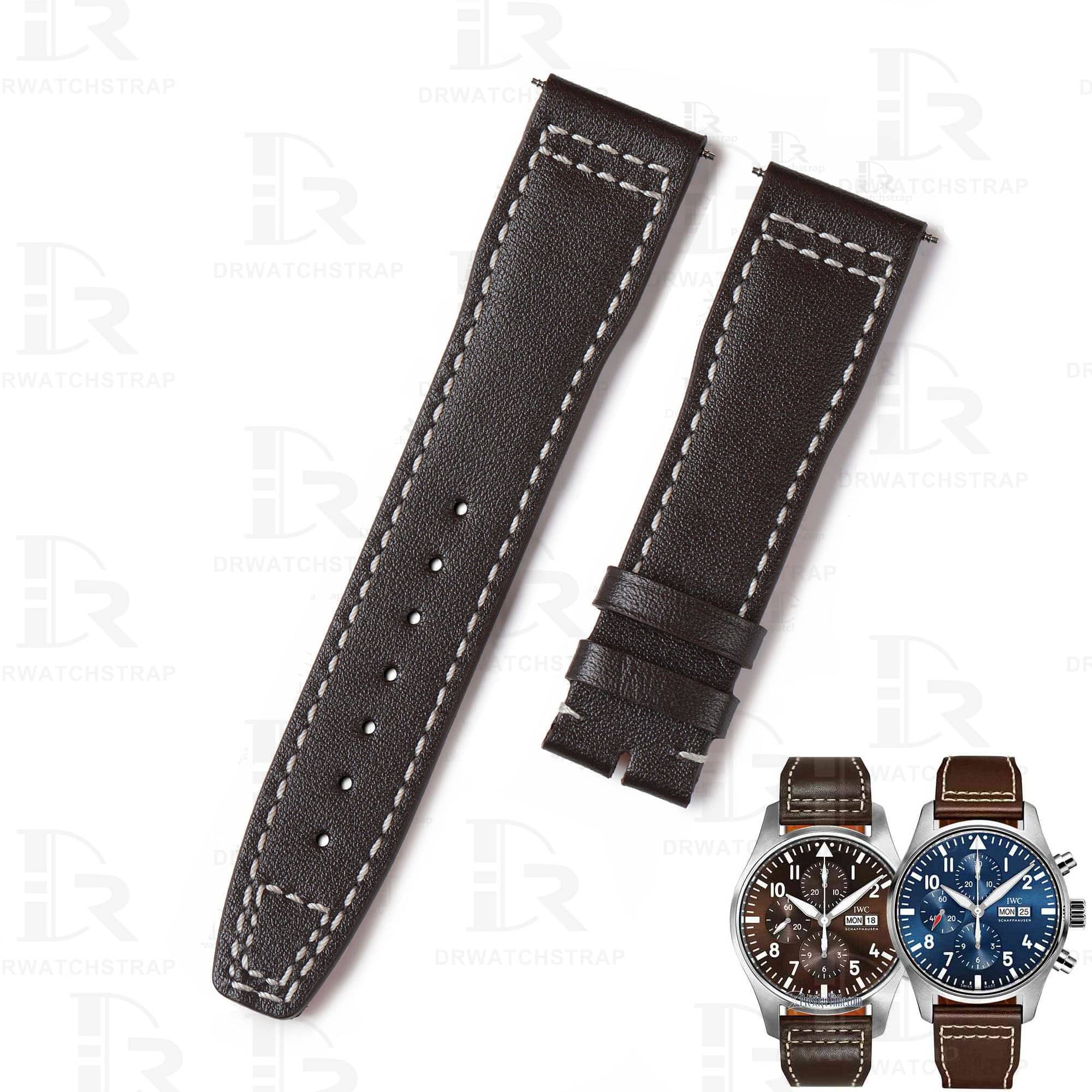Custom Black replacement leather watch band 20mm 21mm watch strap replacement for IWC Pilot Mark XVIII