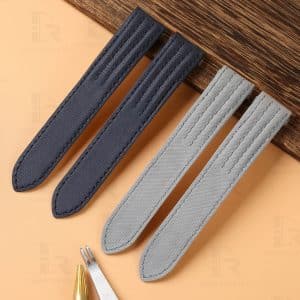 Custom blue leather strap for Cartier Roadster Chronograph watch band