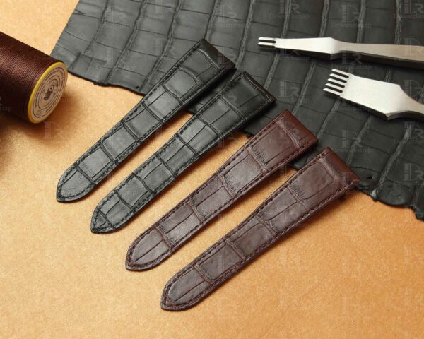 Best quality OEM high-end replacement black brown alligator crocodile leather Cartier Calibre watch strap and watch band for Cartier Calibre dive watches online - Aftermarket leather watchbands for Cartier Calibre at a low price