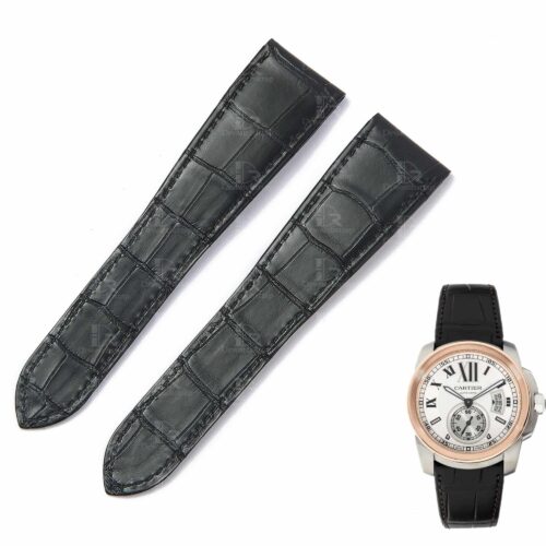 Replacement alligator leather watch strap for Cartier Calibre dive Best quality replacement black alligator crocodile leather Cartier Calibre watch strap and watch band for Cartier Calibre dive watches online - Aftermarket leather watchbands for Cartier Calibre at a low price