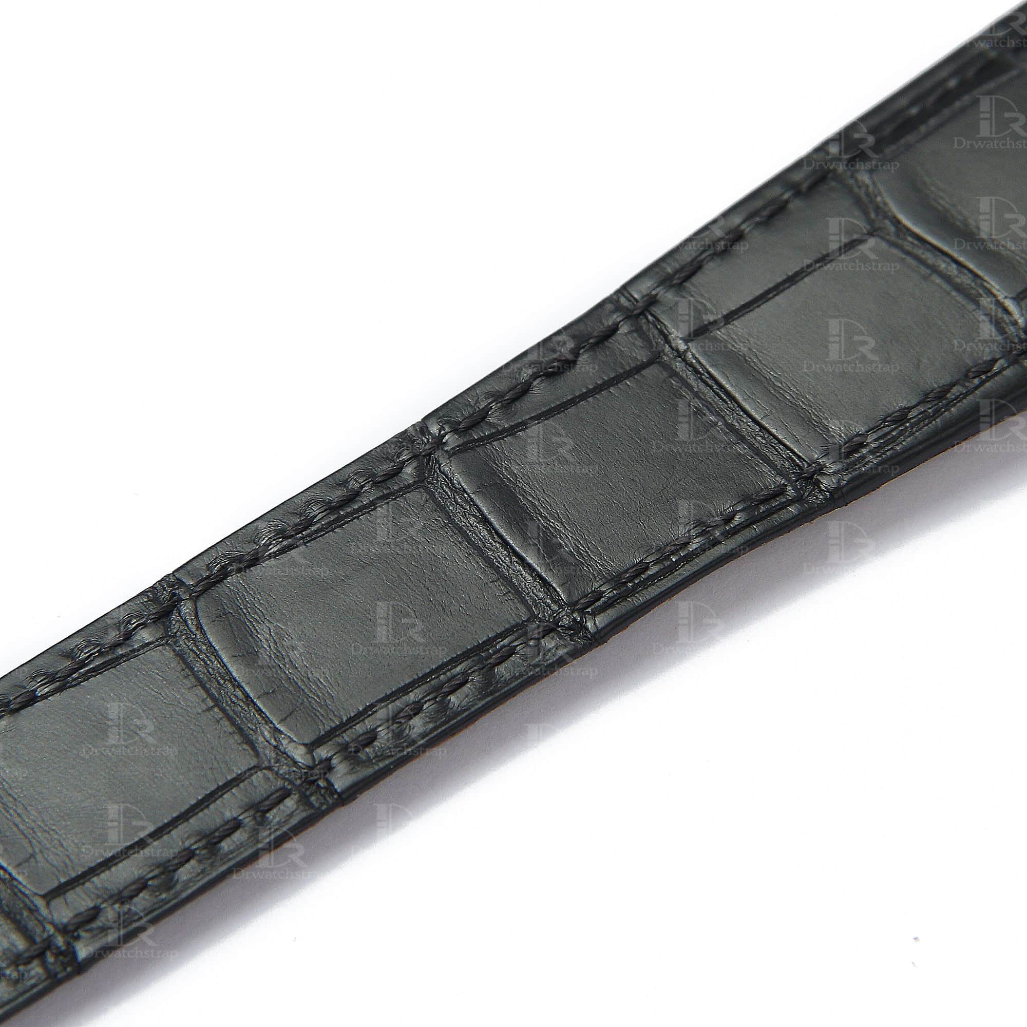 handcrafted black alligator leather watch strap for Cartier Calibre dive watch band