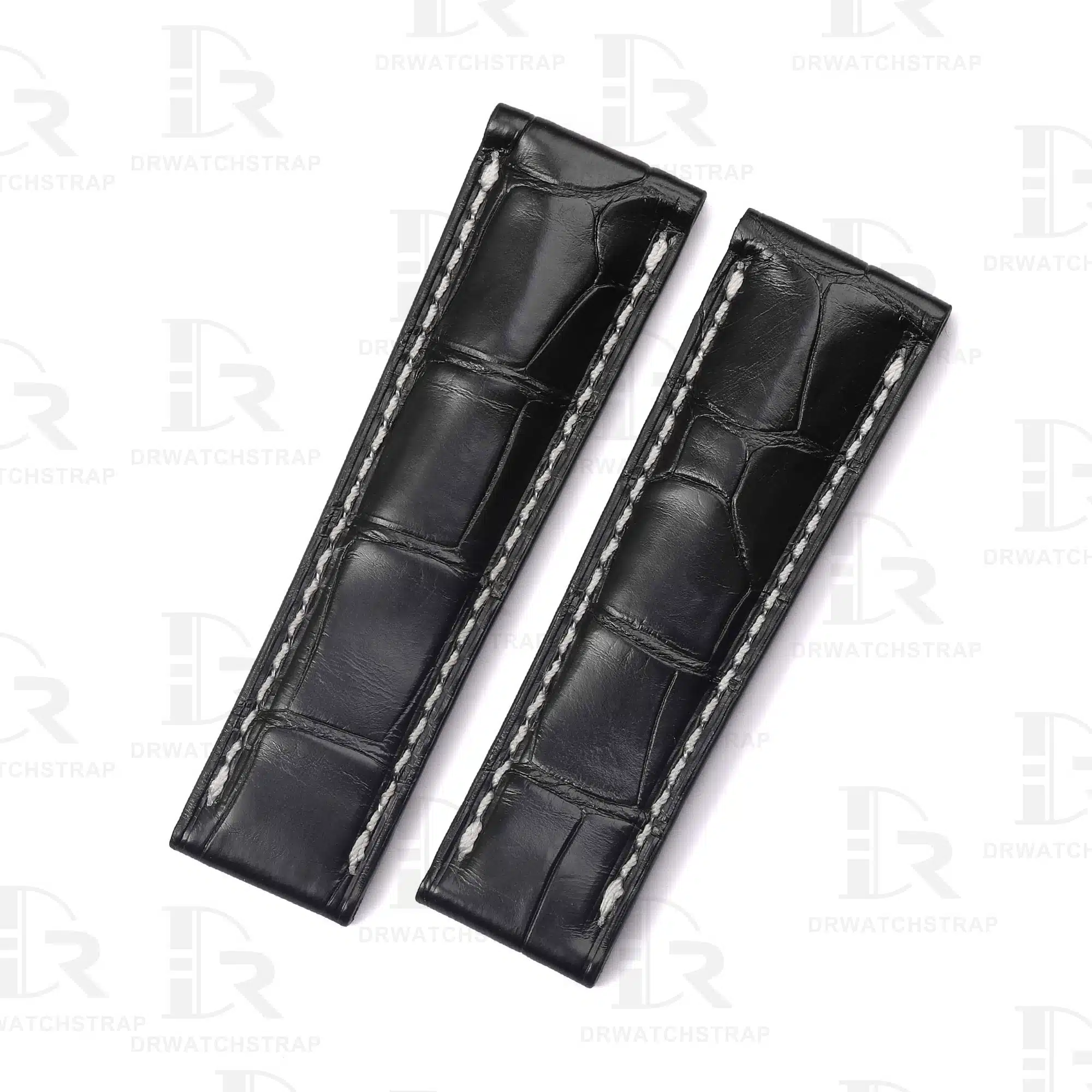 handcrafted alligator watch band for rolex daytona Black leather strap – customized straps