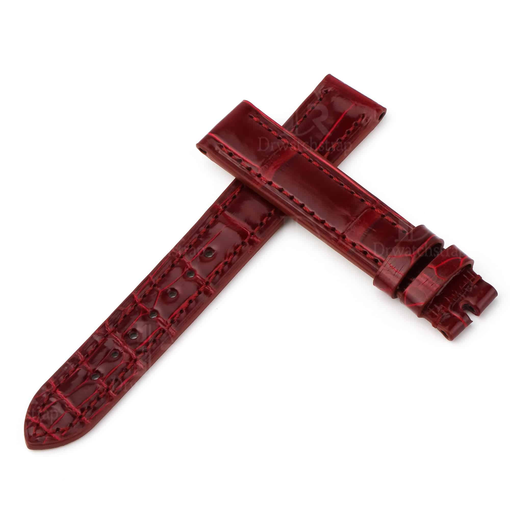 Chopard Replacement watch strap wine red leather 15mm 18mm for Happy Sport