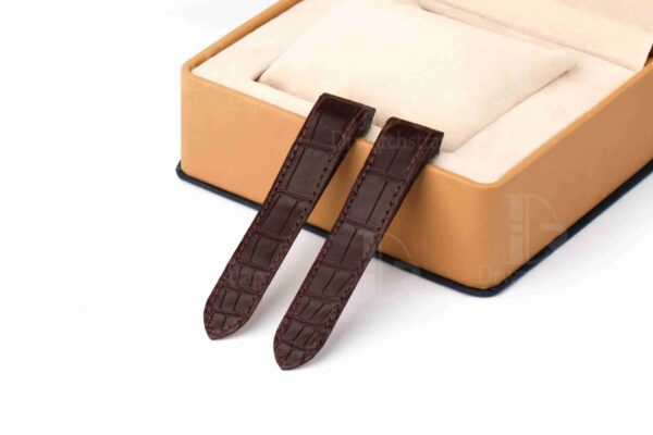 Custom handmade best quality replacement Brown America Alligator Leather Cartier Santos 100 watch straps and watch bands Cartier Santos 100 Midsize Large Chronograph XL size watches - OEM aftermarket high-end leather watchbands online at a low price