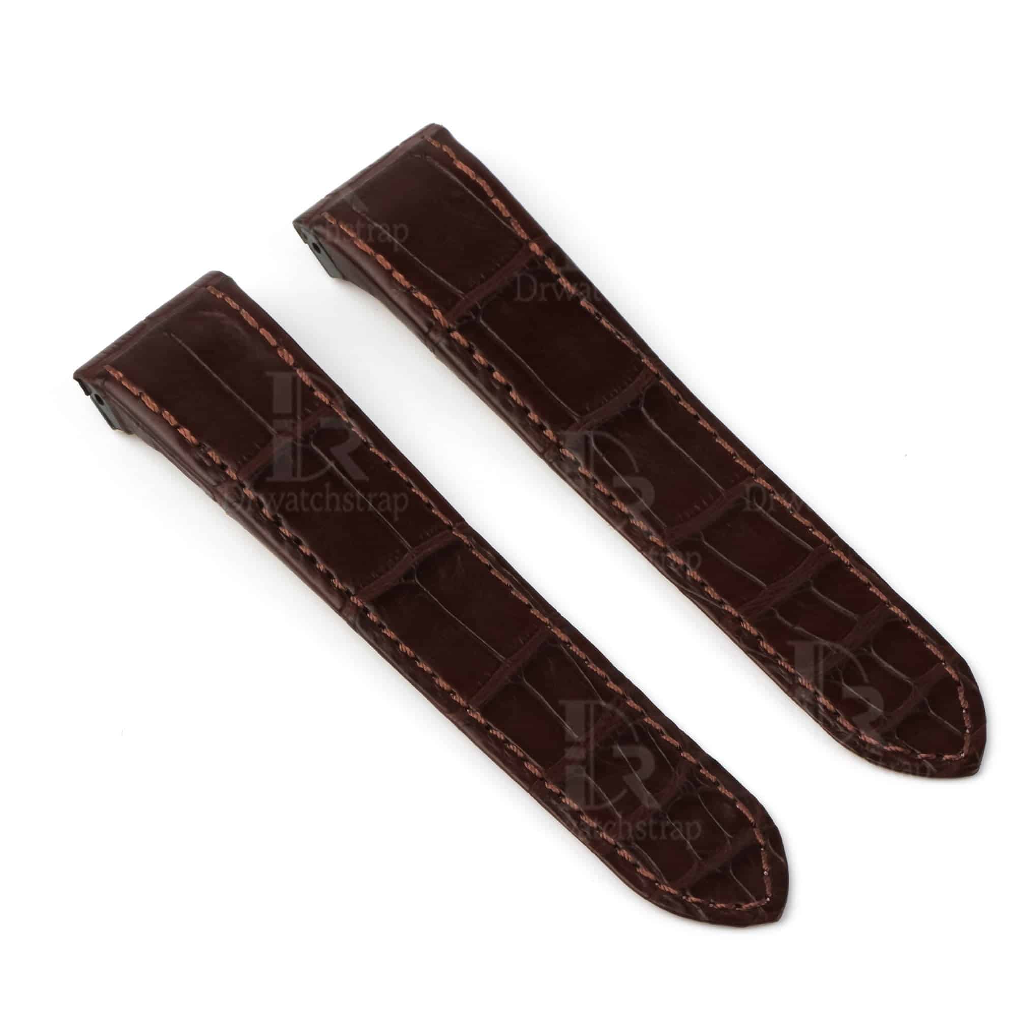 Custom handmade best quality replacement Brown America Alligator Leather Cartier Santos 100 watch straps and watch bands Cartier Santos 100 Midsize Large Chronograph XL size watches - OEM aftermarket high-end leather watchbands online at a low price