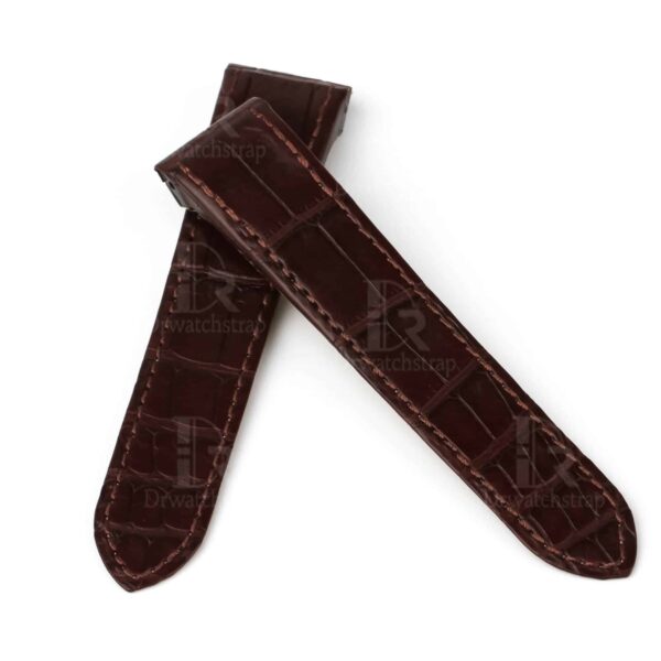 Custom handmade best quality replacement Brown America Alligator Leather Cartier Santos 100 watch straps and watch bands Cartier Santos 100 Midsize Large Chronograph XL size watches - OEM aftermarket high-end leather watchbands online at a low price