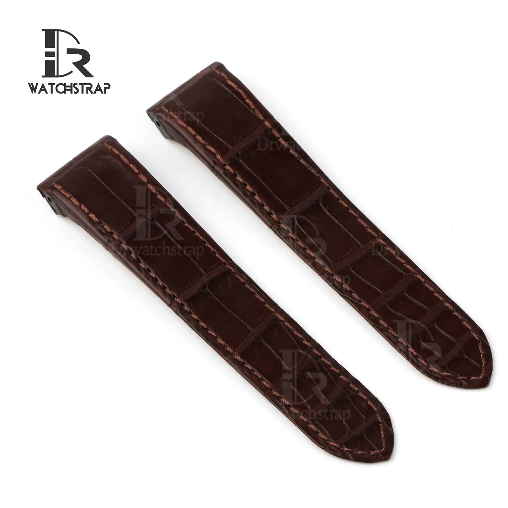 Custom handmade best quality replacement Brown America Alligator Leather Cartier Santos 100 watch straps and watch bands Cartier Santos 100 Midsize Large Chronograph XL size watches - OEM aftermarket high-end leather watchbands online at a low price
