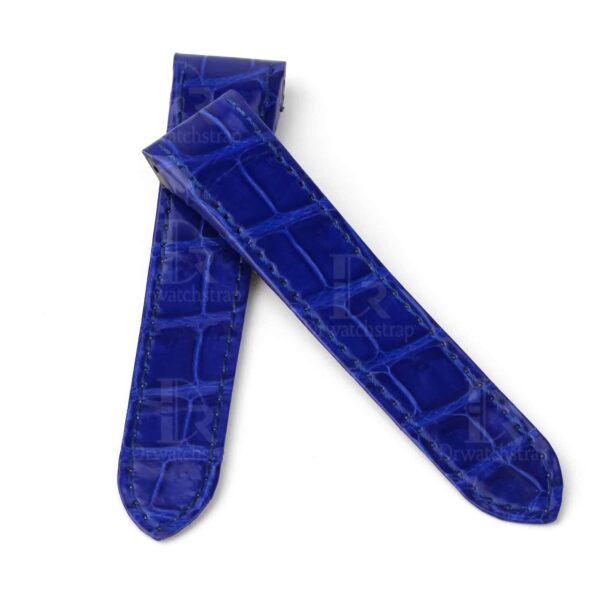 Custom handmade best quality replacement Blue America Alligator Leather Cartier Santos 100 watch straps and watch bands Cartier Santos 100 Midsize Large Chronograph XL size watches - OEM aftermarket high-end leather watchbands online at a low price