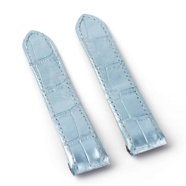 Custom handmade best quality replacement Ice Blue America Alligator crocodile leather Cartier Santos 100 watch straps and watch bands for Cartier Santos 100 Medium Large Chronograph XL size watches - OEM aftermarket high-end leather watchbandx and strap online at a low price