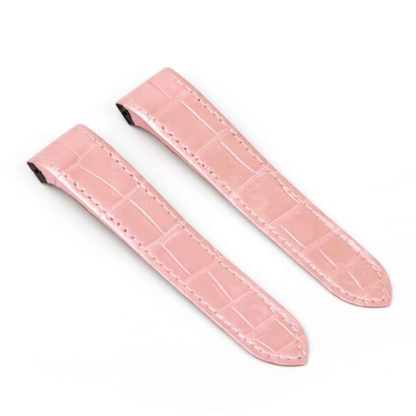Custom handmade best quality replacement Pink America Alligator crocodile leather Cartier Santos 100 watch straps and watch bands for Cartier Santos 100 Medium Large Chronograph XL size watches - OEM aftermarket high-end leather watchbandx and strap online at a low price