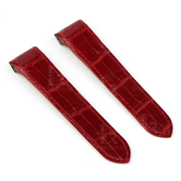 Custom handmade best quality replacement Red America Alligator Leather Cartier Santos 100 watch straps and watch bands Cartier Santos 100 Midsize Large Chronograph XL size watches - OEM aftermarket high-end leather watchbands online at a low price